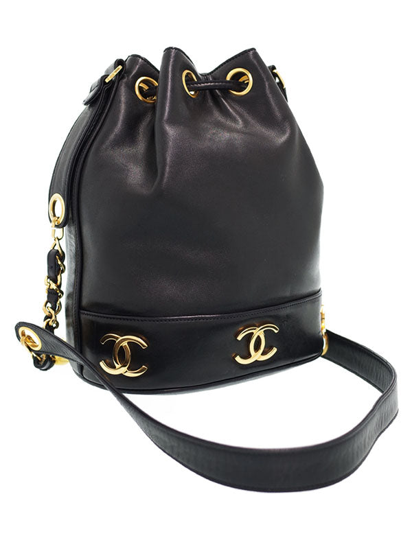 Chanel Triple Coco Mark Chain Shoulder Bag Black