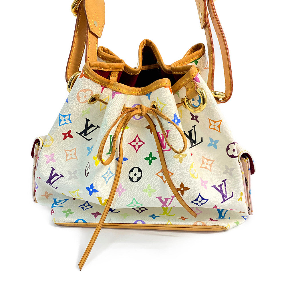 Louis Vuitton Bucket Noe Drawstring Multicolor Canvas Shoulder Bag White