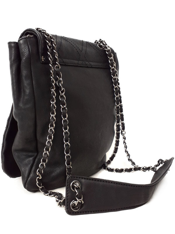 Chanel Diamond Stitch Double Chain Shoulder Bag Black
