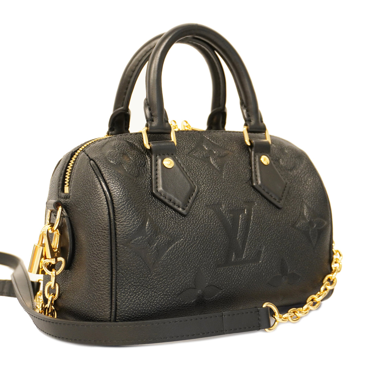 Louis Vuitton Monogram Implant Speedy Bandouliere 20 Noir Black