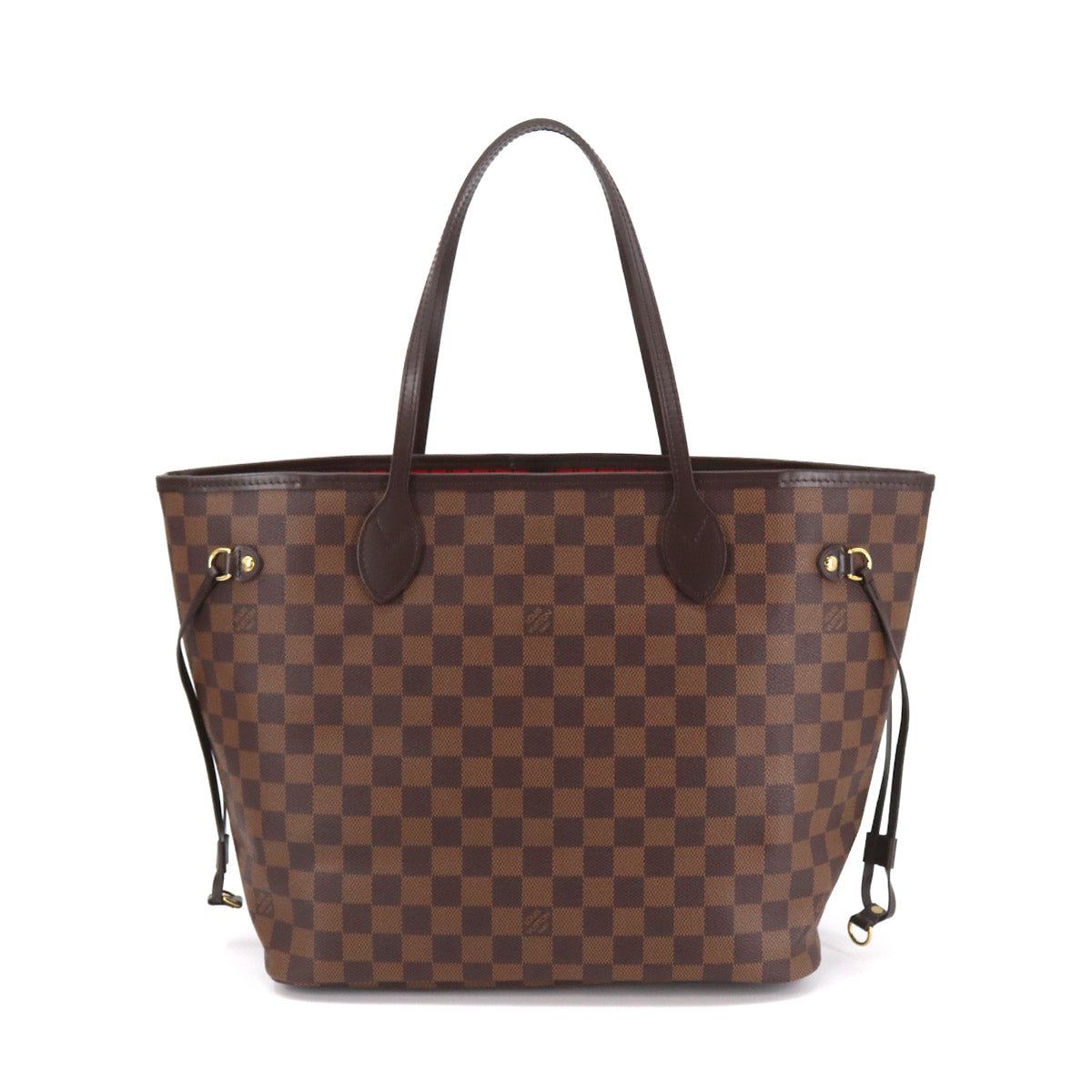 Louis Vuitton Damier Neverfull MM Tote Bag Ebene Cerise Brown Gold Hardware
