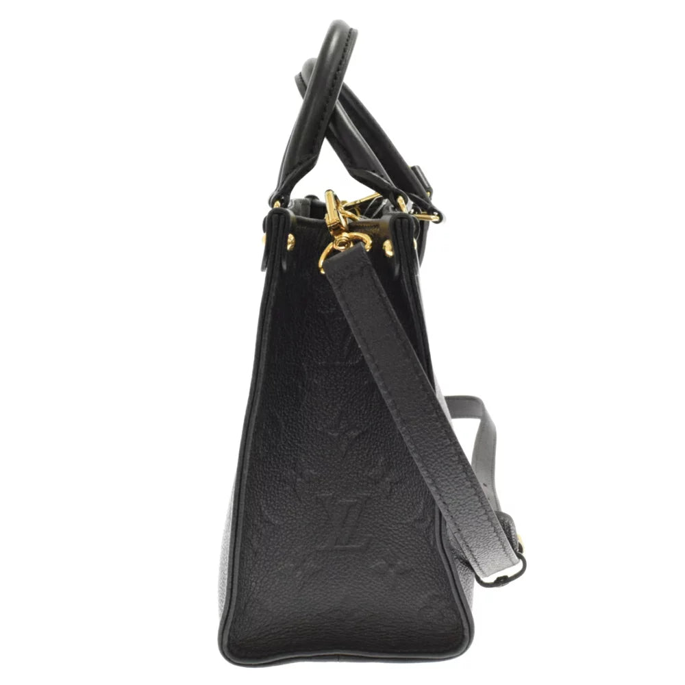 Louis Vuitton On The Go PM Shoulder Bag Implant Leather Noir Black