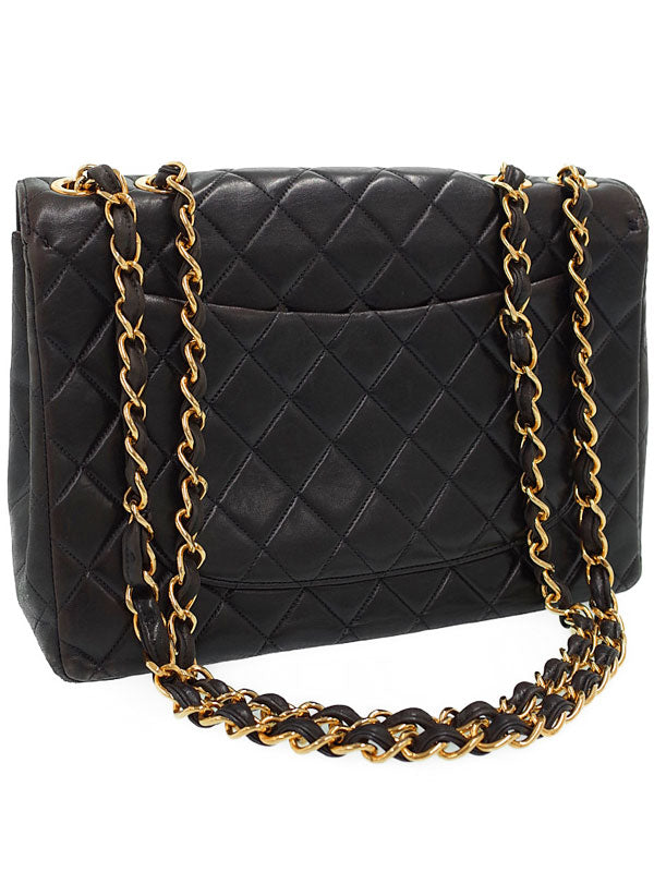 Chanel Deca Matelasse Chain Shoulder Bag Black