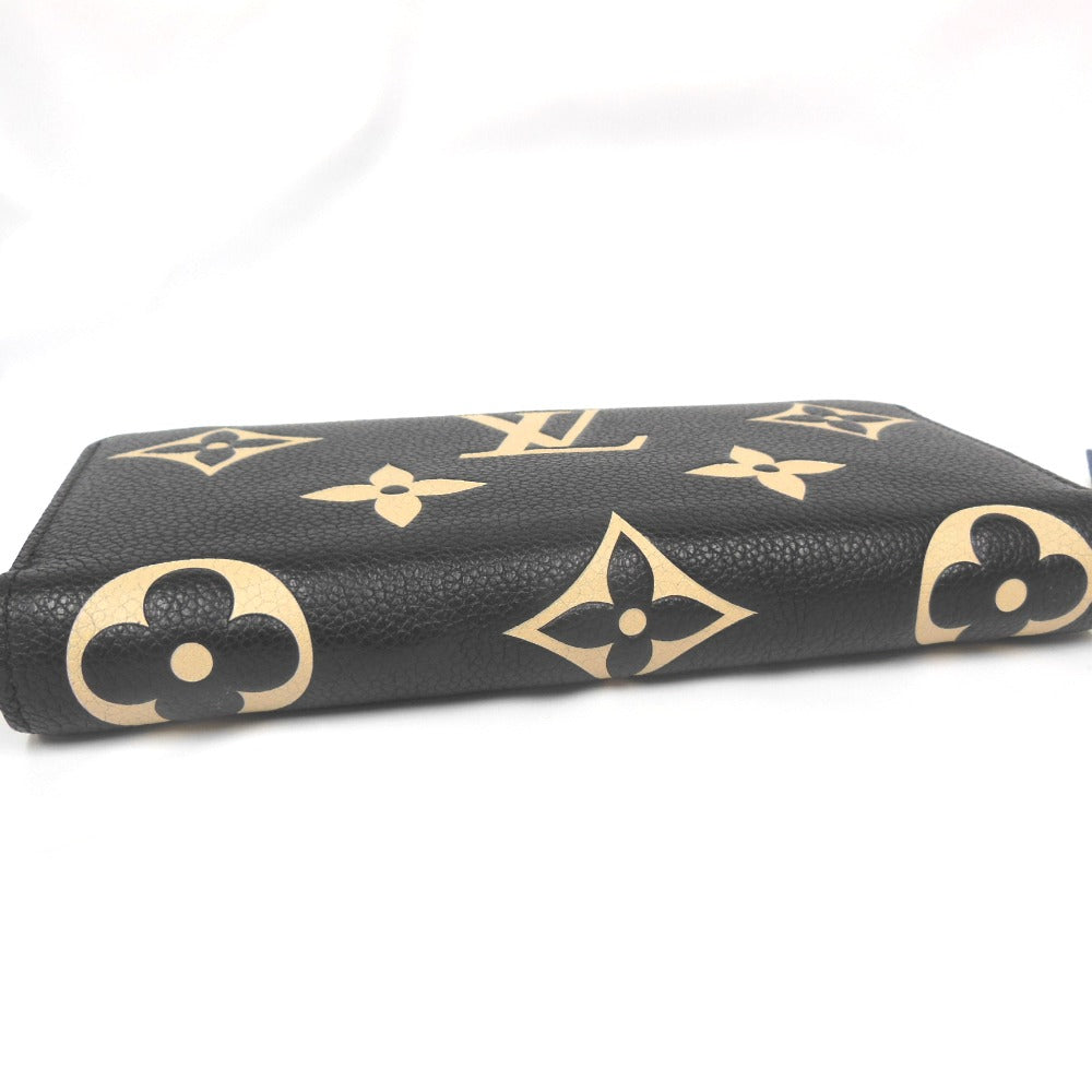 Louis Vuitton Round Zipper Long Wallet  Monogram Implant Black