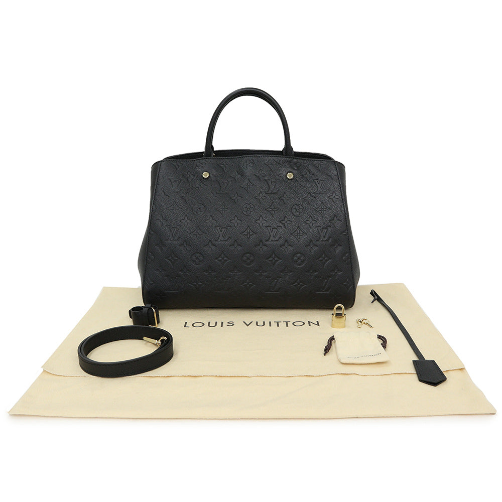 Louis Vuitton Montaigne GM 2 Way Shoulder Handbag Monogram Empreinte Leather Noir Black