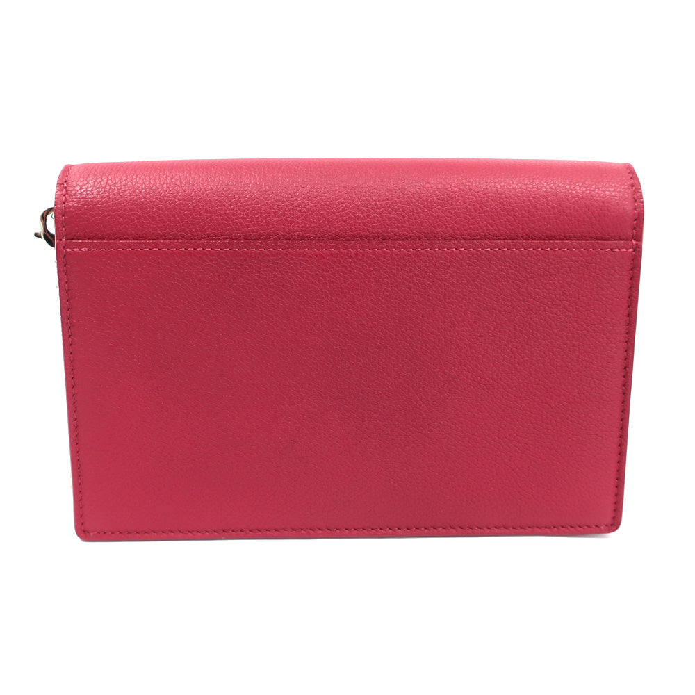 Louis Vuitton Pochette Lock Me Chain Shoulder Bag Bordeaux Beige Silver