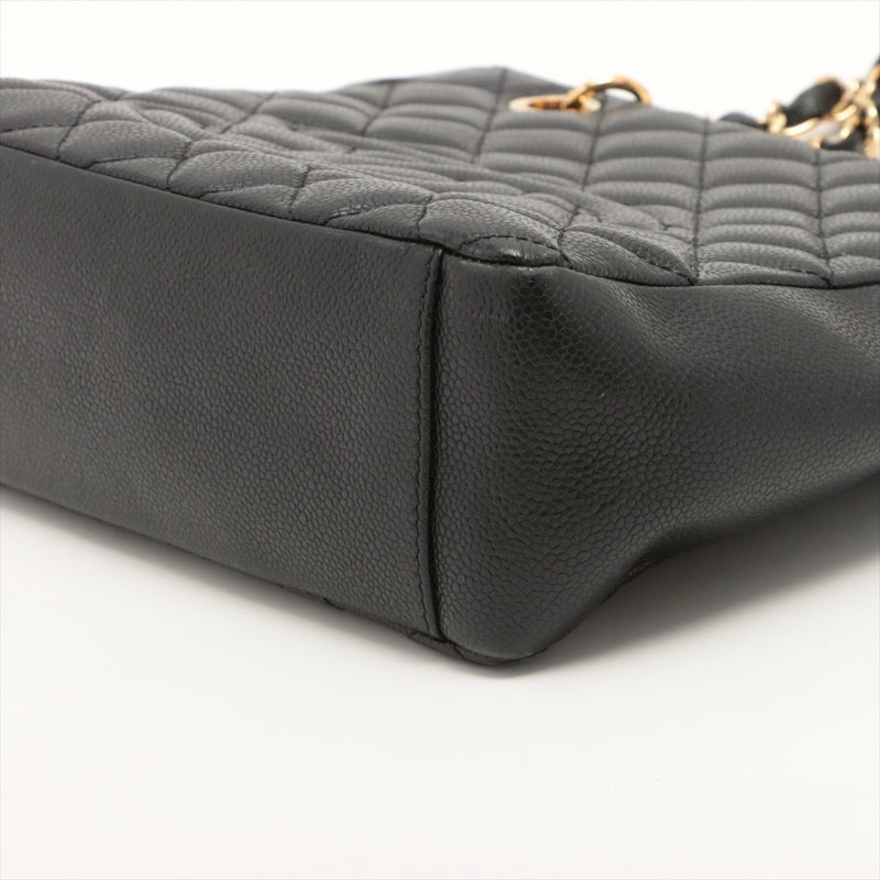 Chanel Matelasse Coco Mark Double Chain Caviar Skin Black