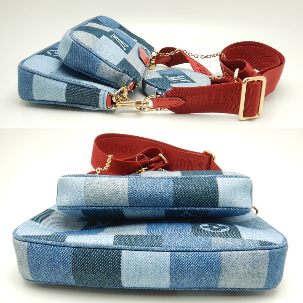 Louis Vuitton Denim Monogram Multi Pochette Accessoire Blue Red
