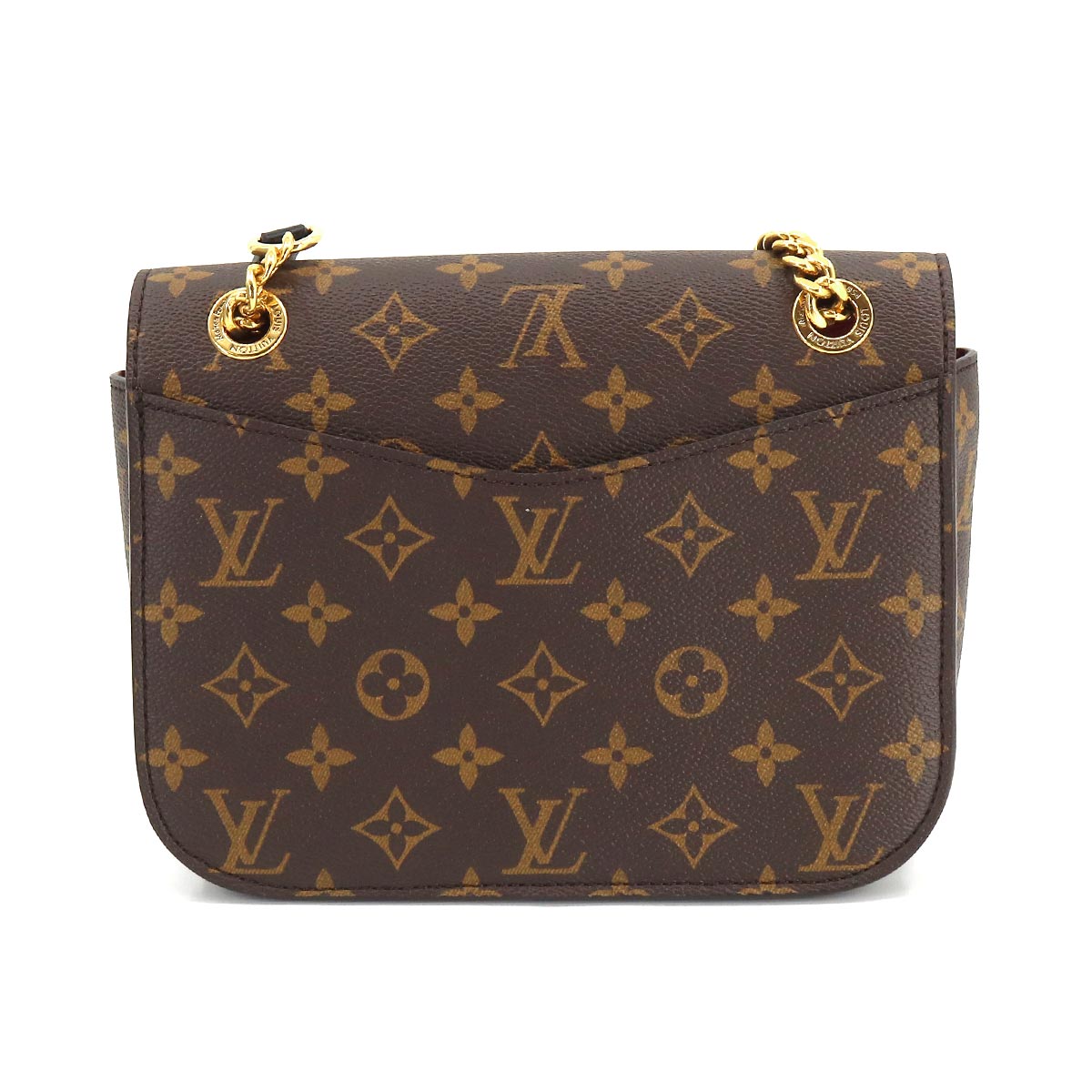 Louis Vuitton Monogram Passy Chain Shoulder Bag Brown Black