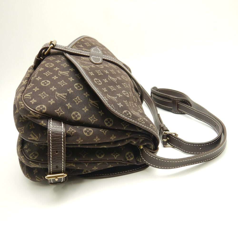 Louis Vuitton Monogram Mini Run Saumur Ebene Shoulder Bag Brown