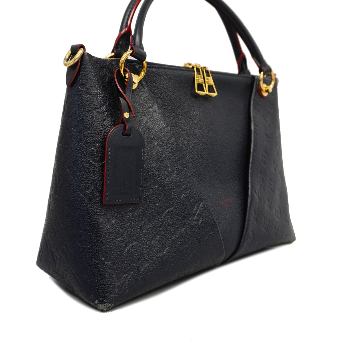 Louis Vuitton 2way Bag Monogram Implant V Tote MM Marine Rouge