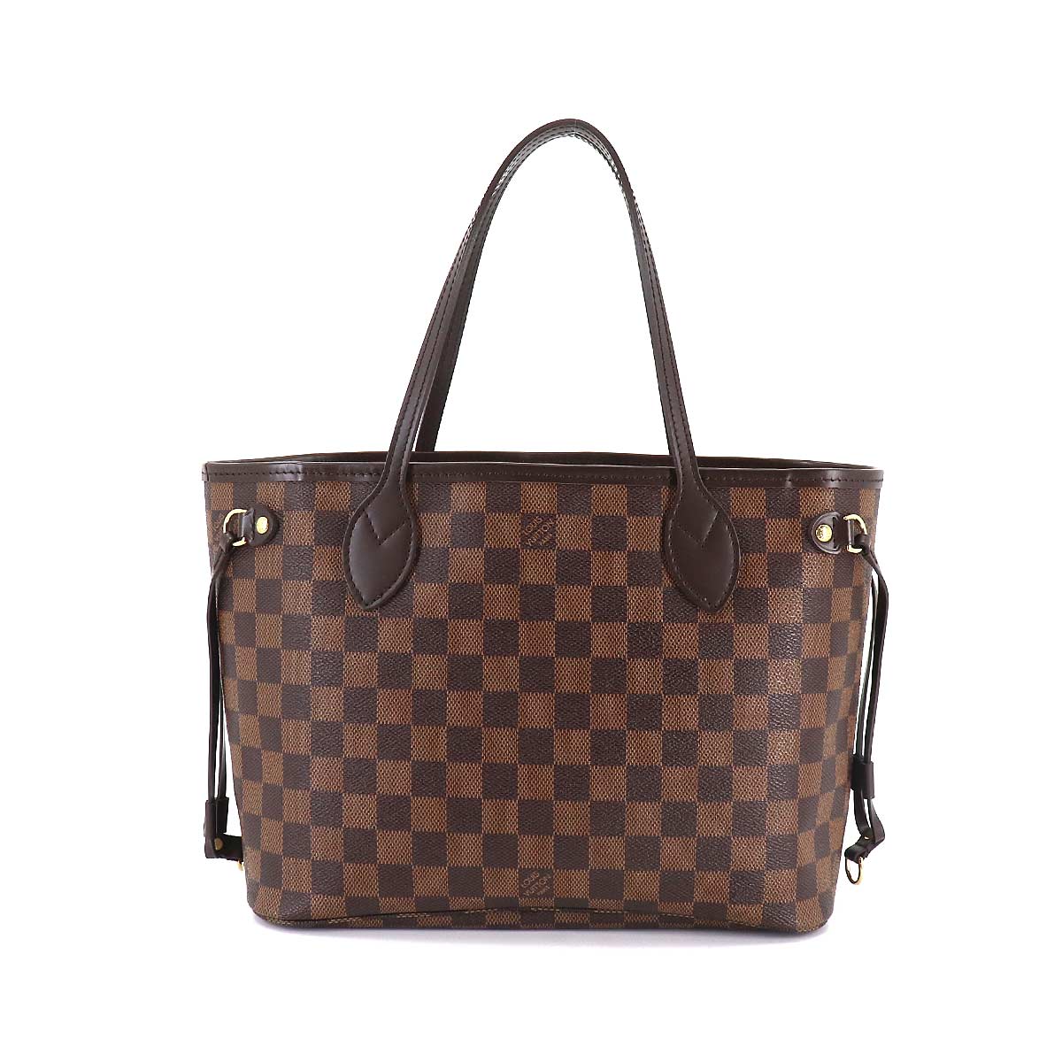 Louis Vuitton Damier Neverfull PM Tote Bag Ebene Brown Gold Hardware