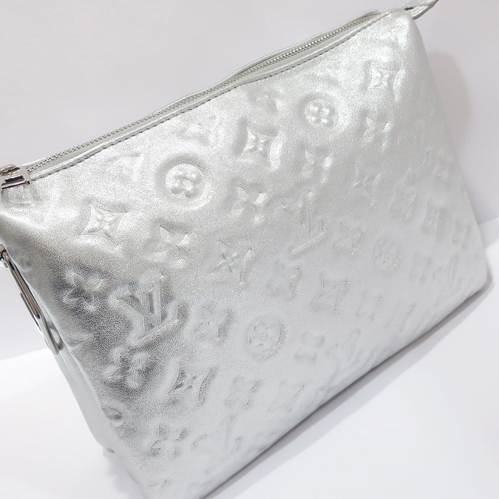 Louis Vuitton Coussin PM Monogram Embossed Lambskin Leather Silver