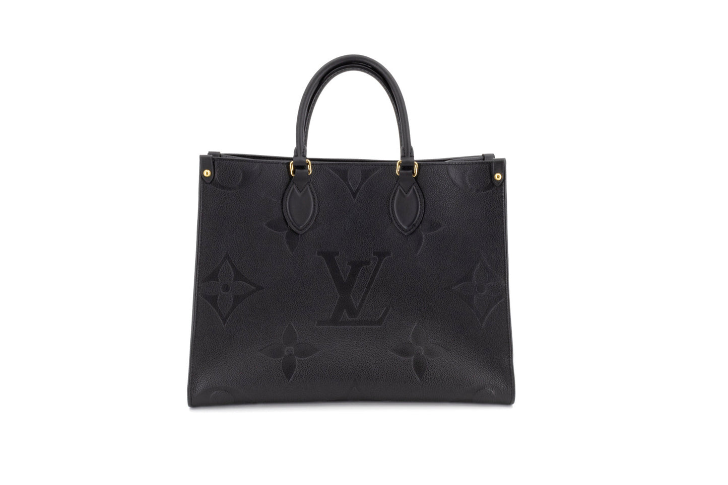 Louis Vuitton On The Go MM Shoulder Bag Monogram Implant Leather Black