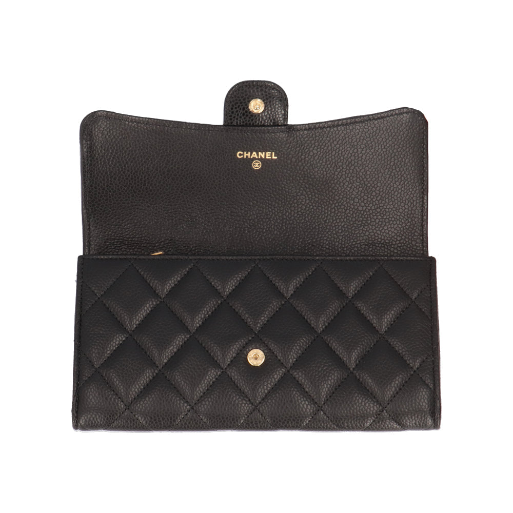 Chanel Flap Long Wallet Classic CC Mark Black
