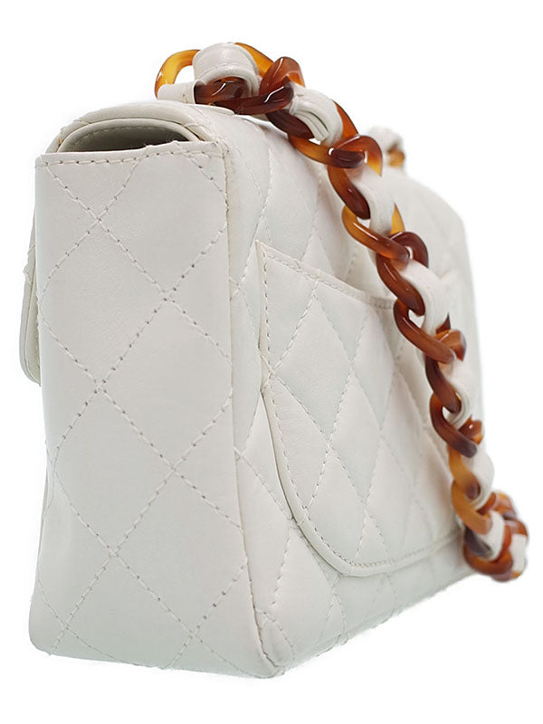 Chanel Mini Matelasse Chain Shoulder Bag White
