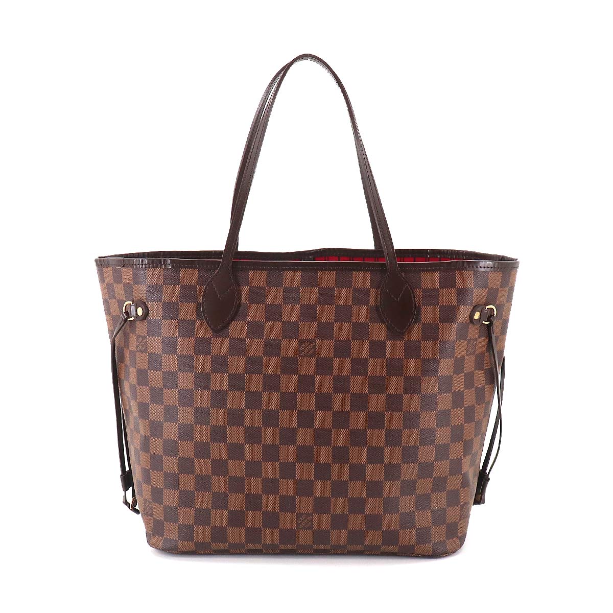 Louis Vuitton Damier Neverfull MM Tote Bag Ebene Cerise Brown Gold Hardware