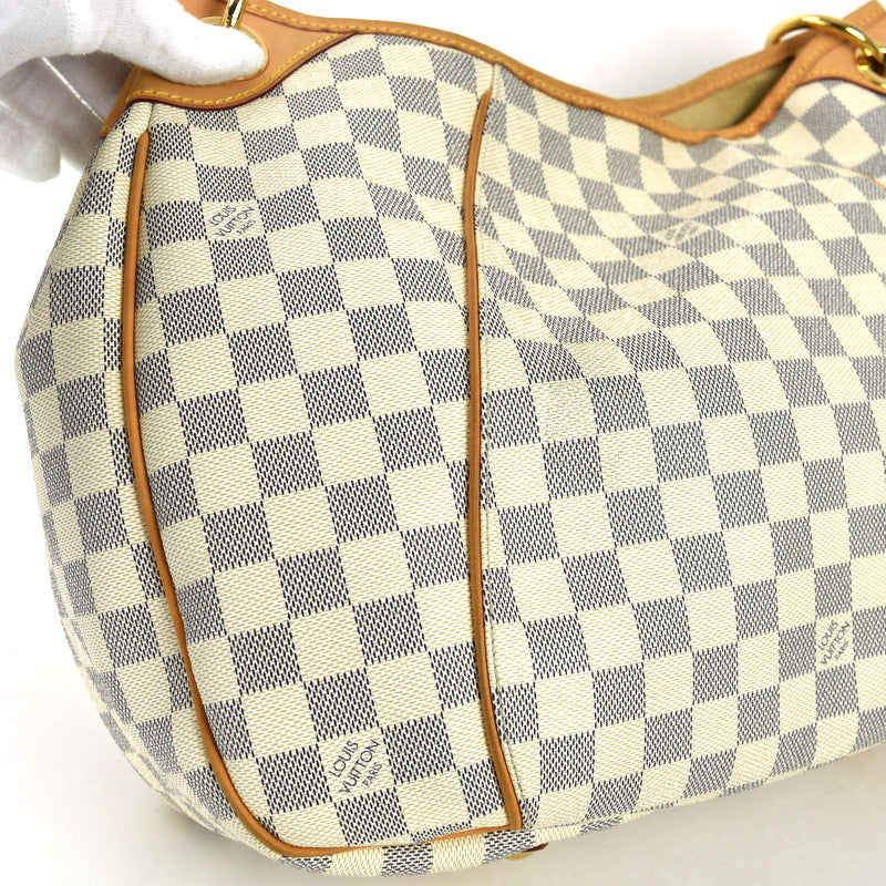 Louis Vuitton Galliera PM Tote Shoulder Bag Damier Azur White