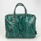 Prada Teal Snakeskin Python Top Handle Tote