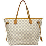 Louis Vuitton Damier Azur Leather Neverfull MM Tote Bag