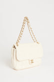 Chanel Cream Vinyl Leather Rock In Moscow  Quilted Jumbo Flap Bag