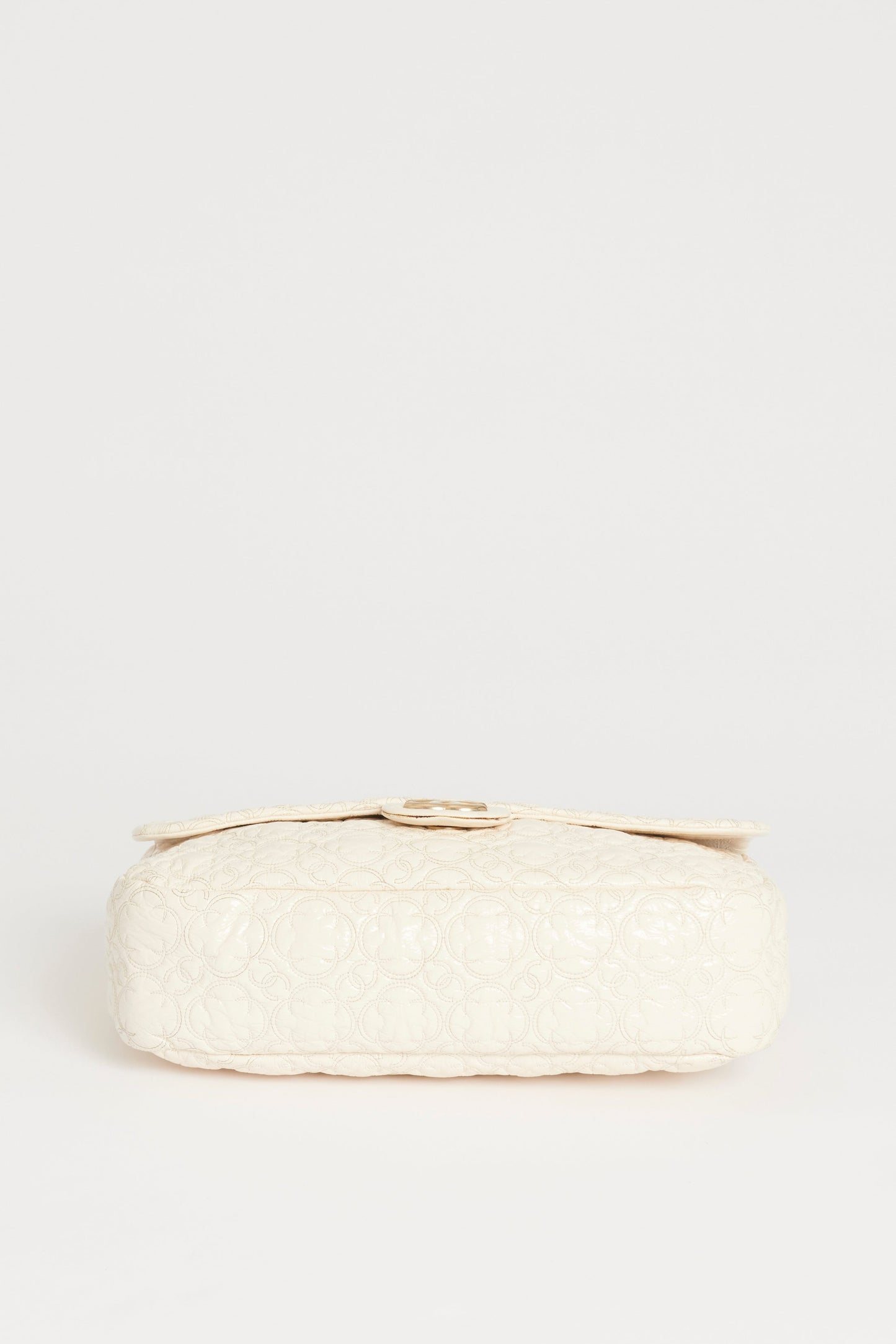 Chanel Cream Vinyl Leather Rock In Moscow  Quilted Jumbo Flap Bag