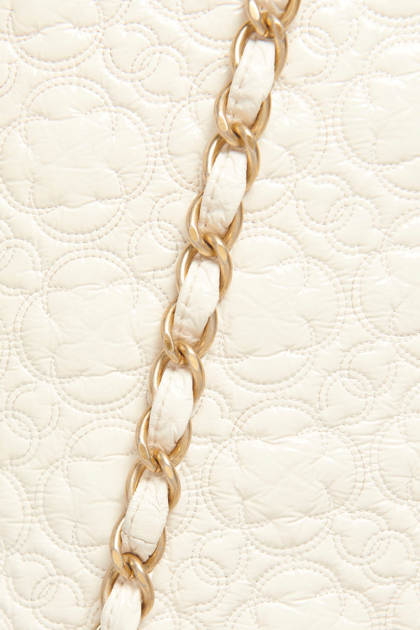 Chanel Cream Vinyl Leather Rock In Moscow  Quilted Jumbo Flap Bag