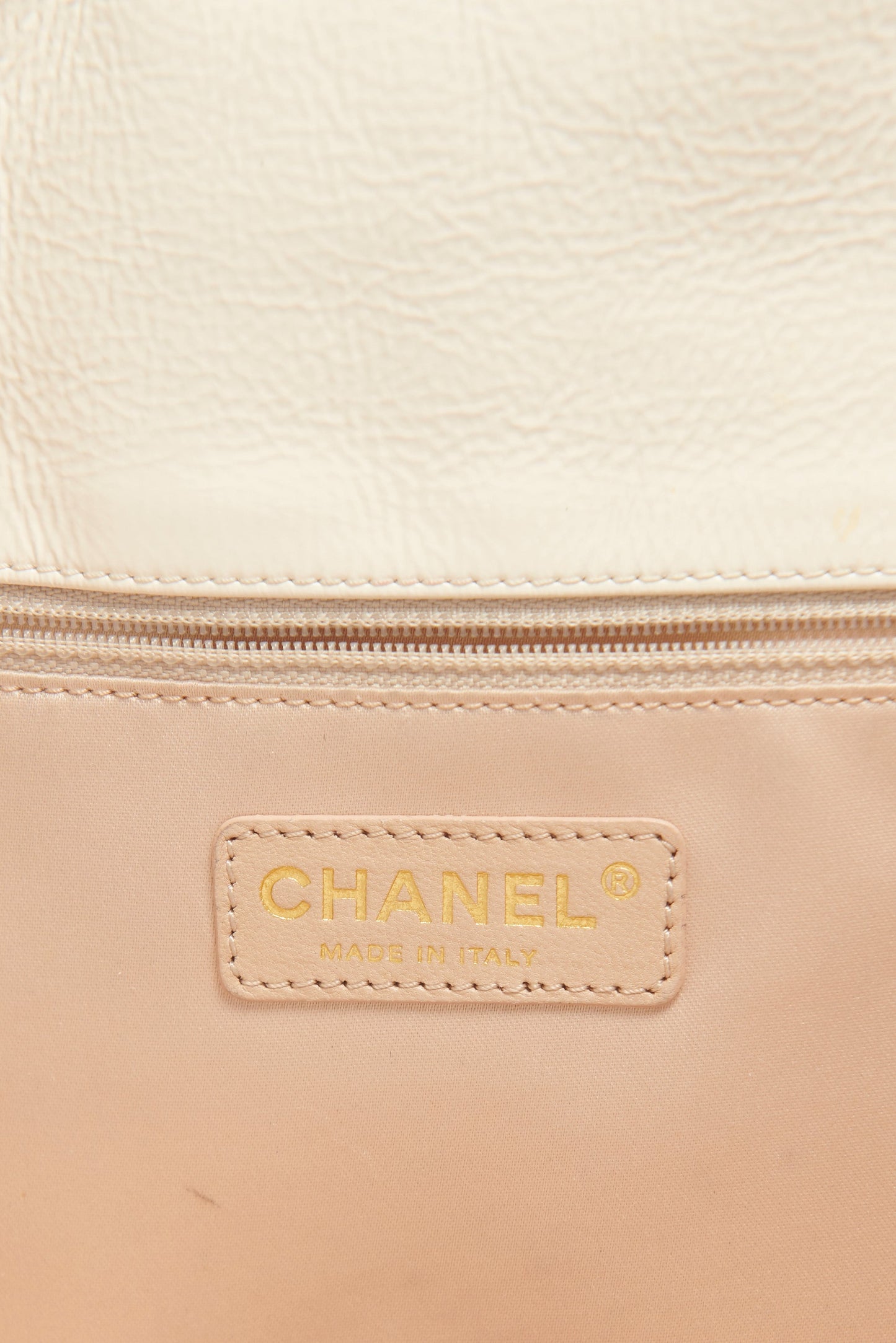 Chanel Cream Vinyl Leather Rock In Moscow  Quilted Jumbo Flap Bag