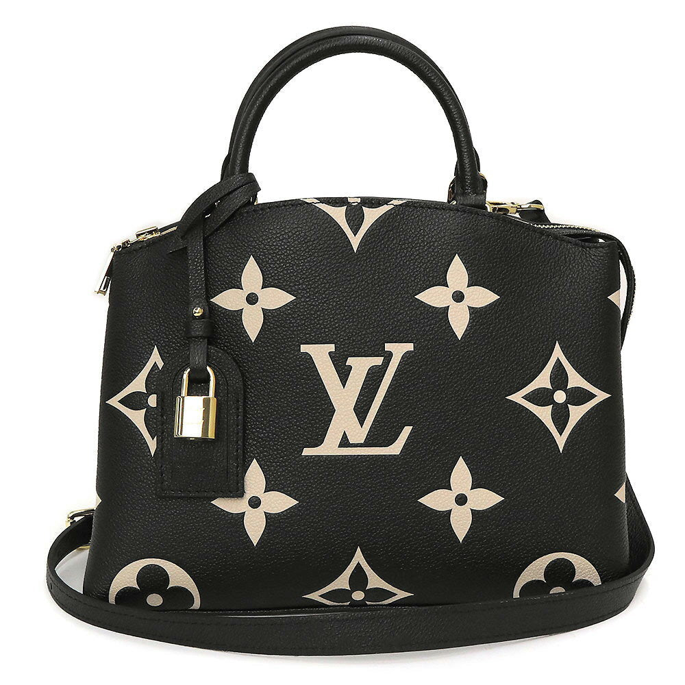 Louis Vuitton Grand Palais Monogram Implant Leather Handbag Black