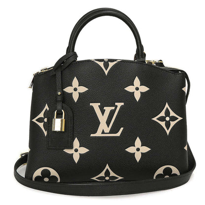 Louis Vuitton Grand Palais Monogram Implant Leather Handbag Black