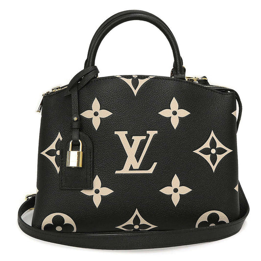 Louis Vuitton Grand Palais Monogram Implant Leather Handbag Black