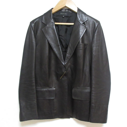 Gucci Tom Ford Logo Pin Leather Tailored Jacket