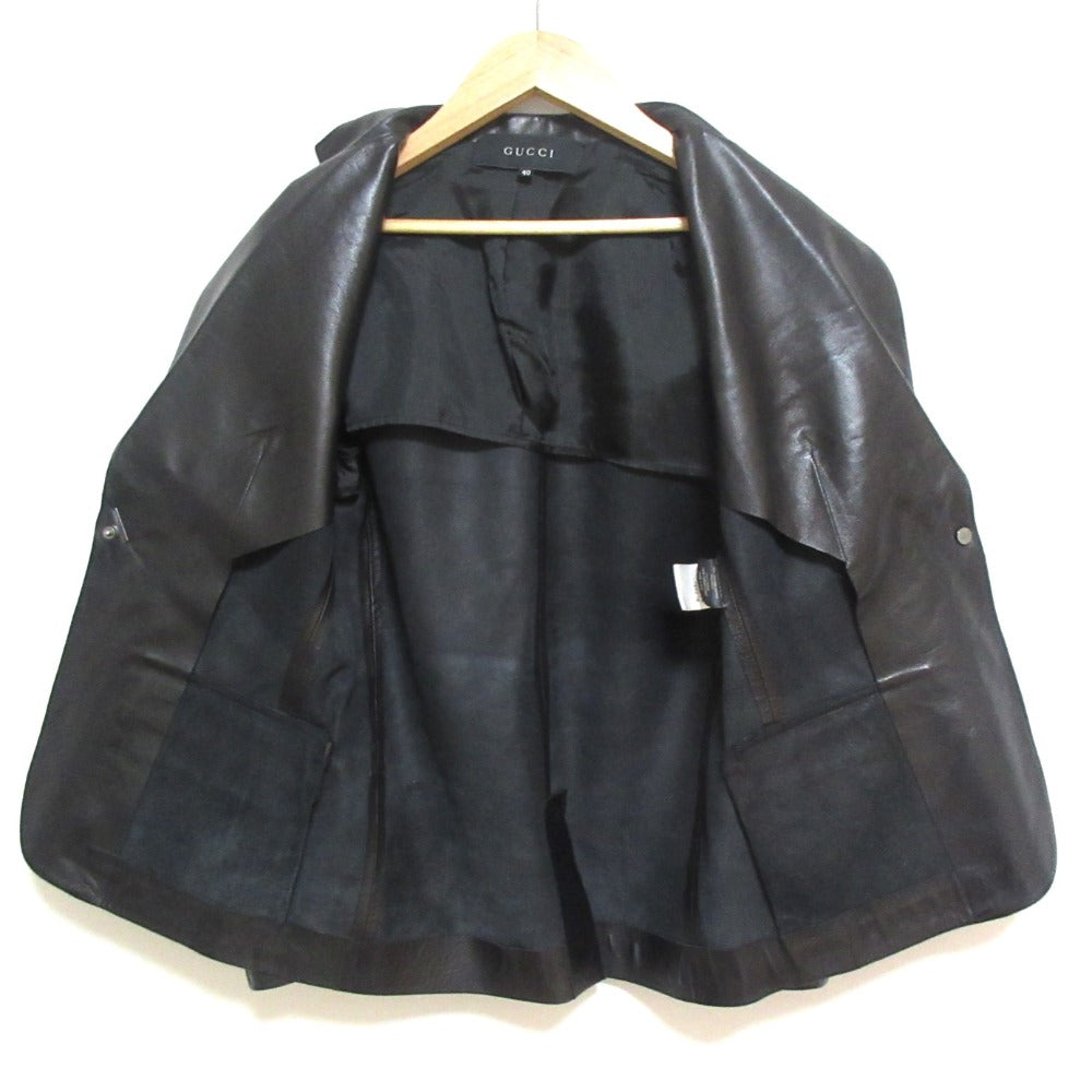 Gucci Tom Ford Logo Pin Leather Tailored Jacket