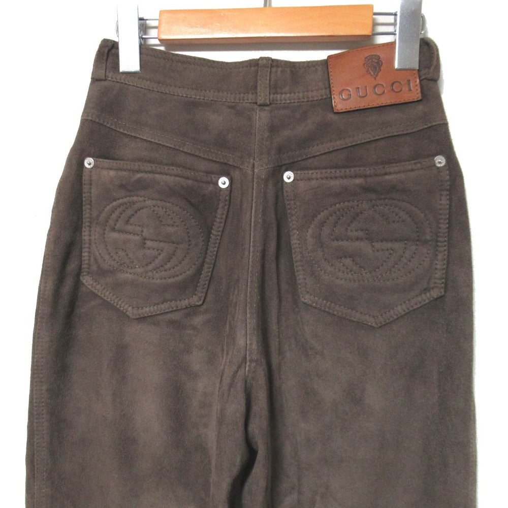 Gucci Interlocking G Suede Leather Pants