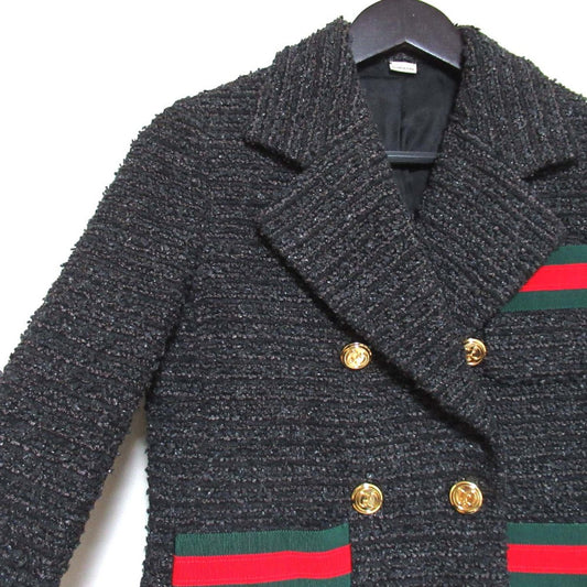 Gucci Shearling Line GG Button Tweed Tailored Jacket
