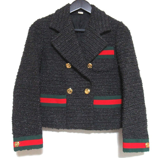 Gucci Shearling Line GG Button Tweed Tailored Jacket