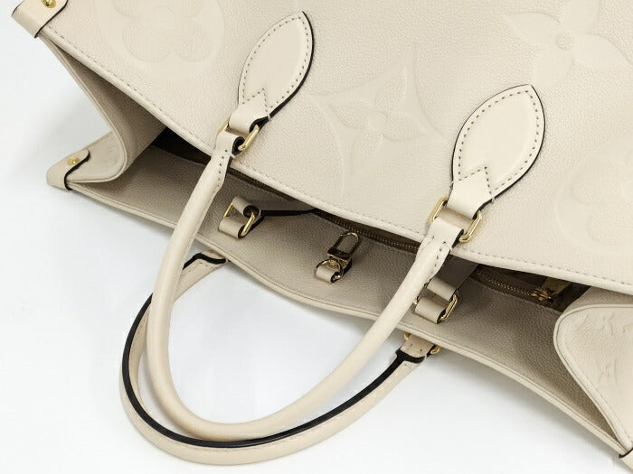 Louis Vuitton OnTheGo Monogram Implant Leather Claim Tote Bag White