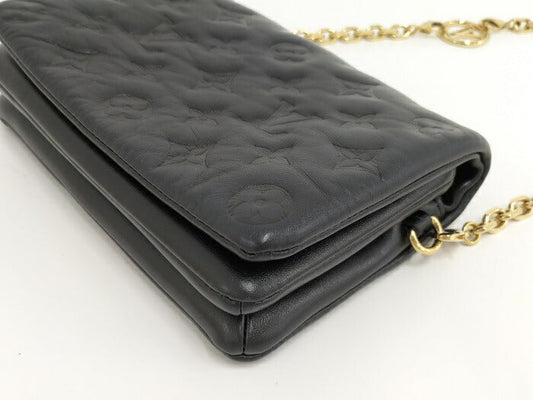 Louis Vuitton Pochette Coussin Chain  Embossed Lamb Leather Shoulder Bag