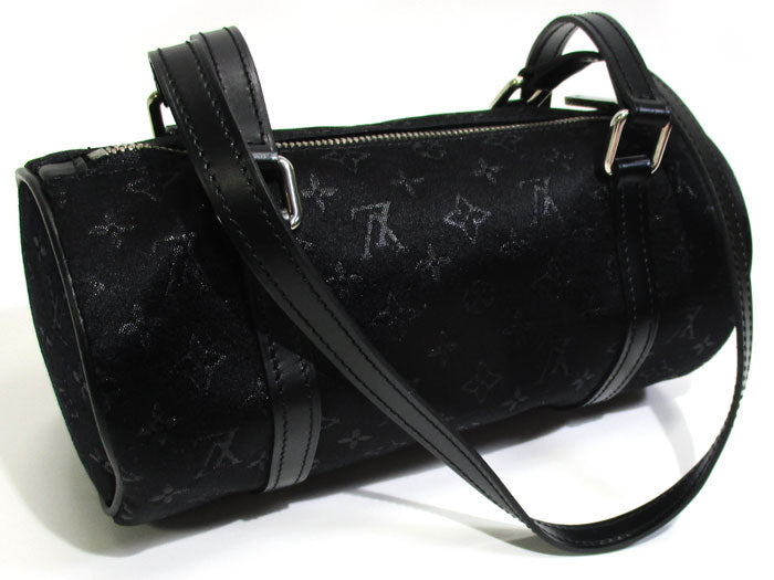 Louis Vuitton Papillon Monogram Satin Handbag Black