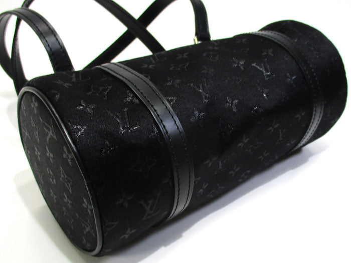 Louis Vuitton Papillon Monogram Satin Handbag Black