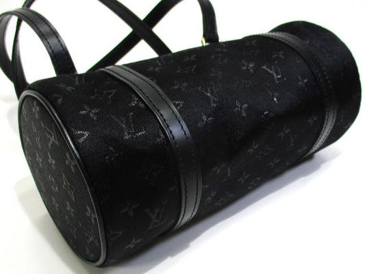 Louis Vuitton Papillon Monogram Satin Handbag Black