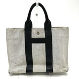 Hermes Black Gray Toile H Leather Handbag Tote Bag ( )