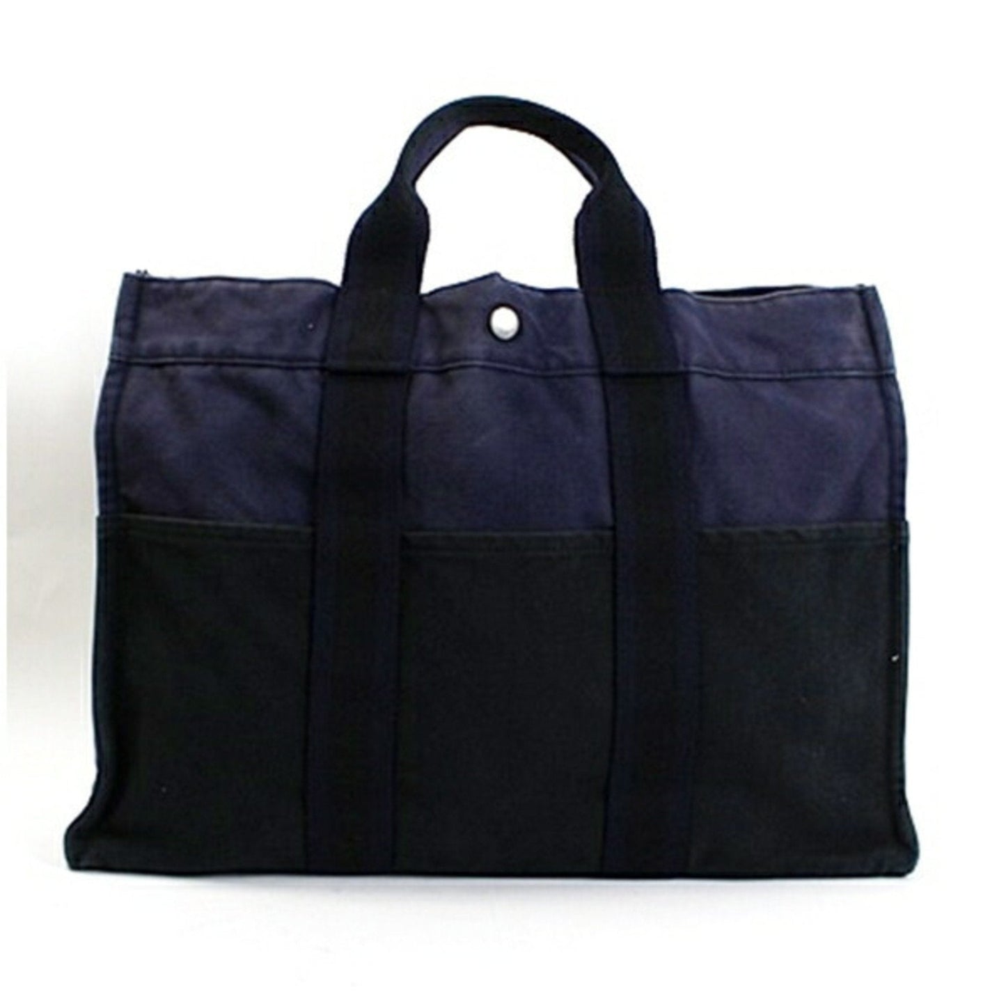 Hermes Black Navy Canvas Tote Bag ( )