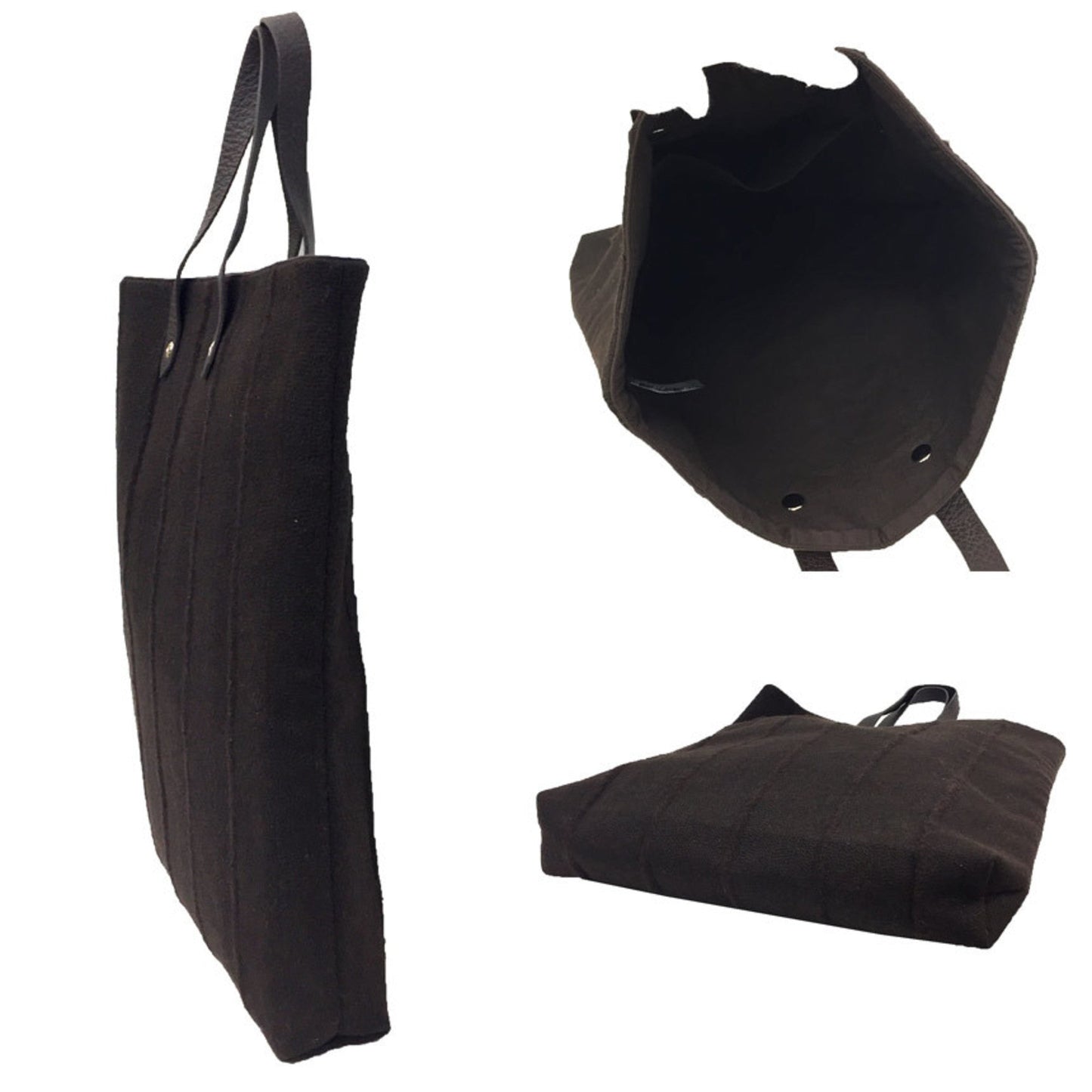 Hermes Dark Brown Wool Tote Bag ( )