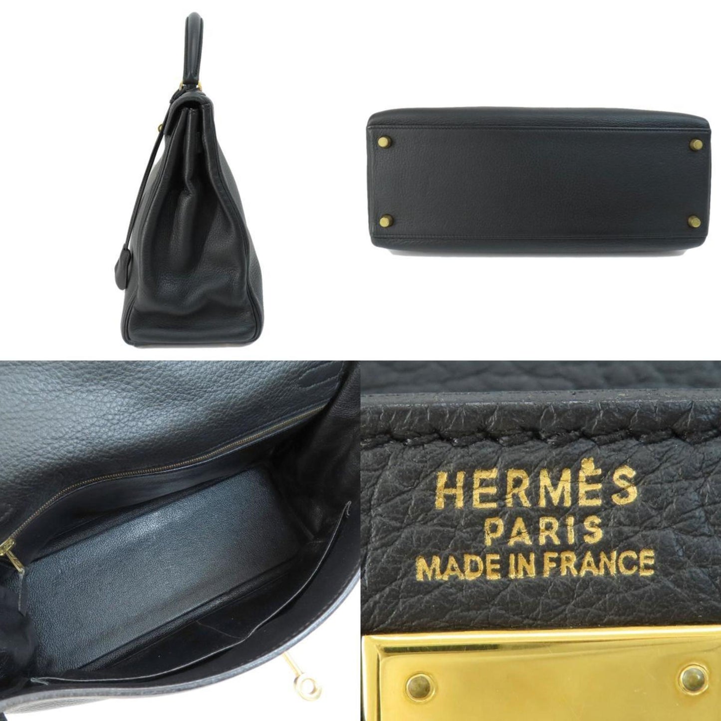 Hermes Black Taurillon Clemence Leather Handbag ( )