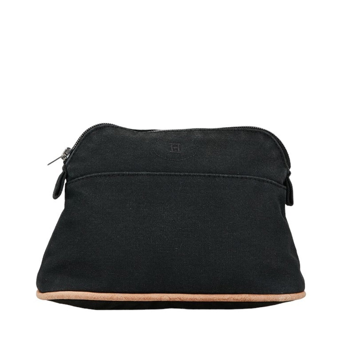 Hermes Black Canvas Leather Pouch ( )
