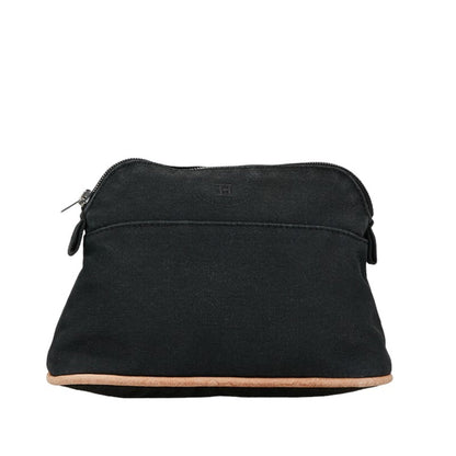 Hermes Black Canvas Leather Pouch ( )
