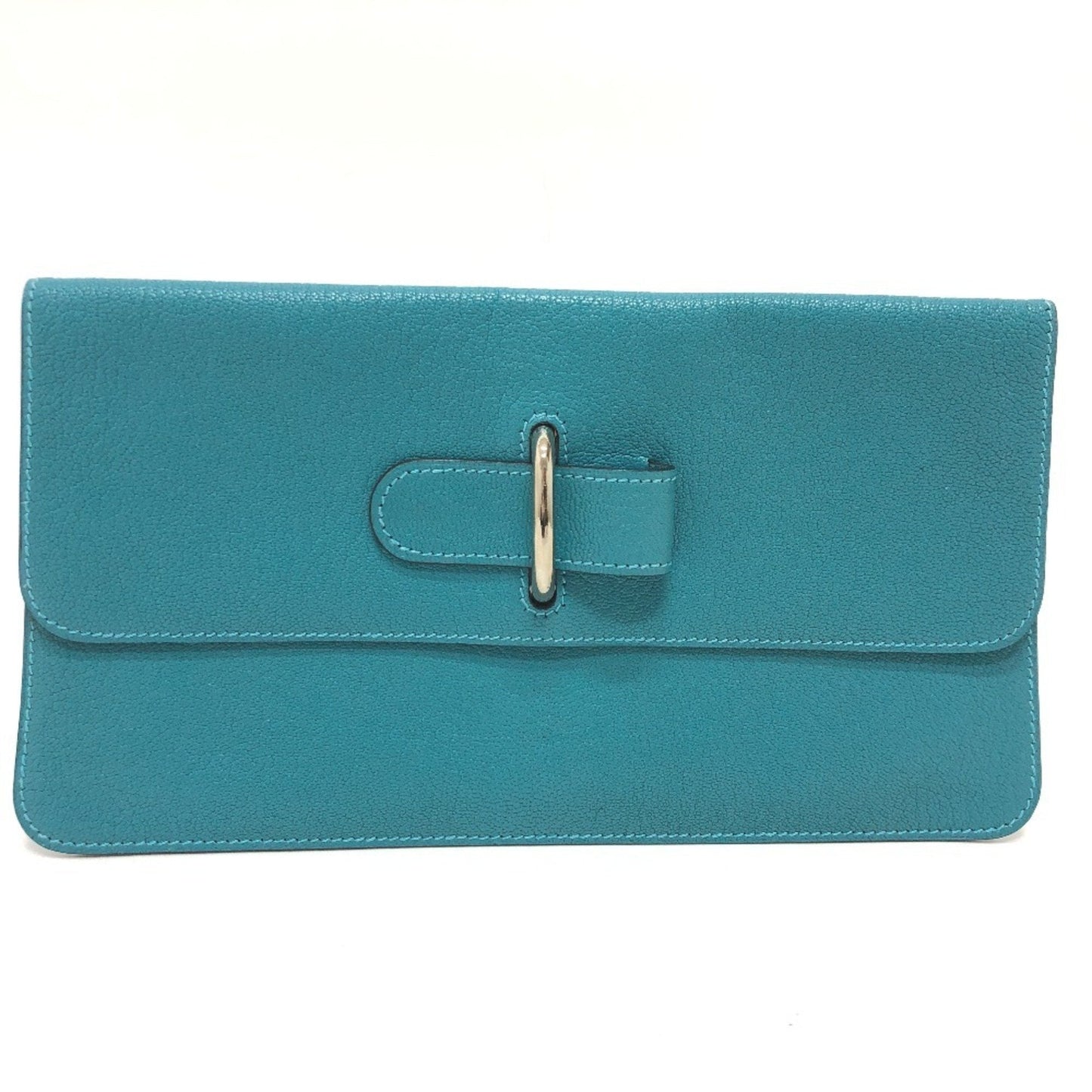 Hermes Blue Jean Chevre Myzore Leather Clutch Bag Pouch ( )