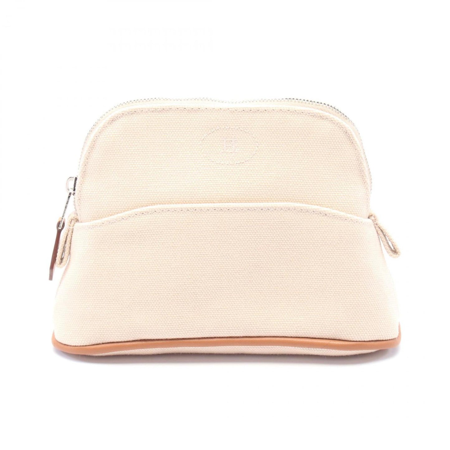 Hermes Beige Brown Natural Canvas Leather Pouch ( )
