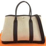 Hermes Beige Brown Marron Toile Officier Buffalo Leather Tote Bag ( )